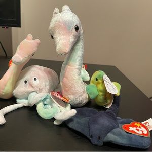 Ty Beanie Baby - Tie-dye Sea Animal Collection - All Beanie Baby have Tag Errors
